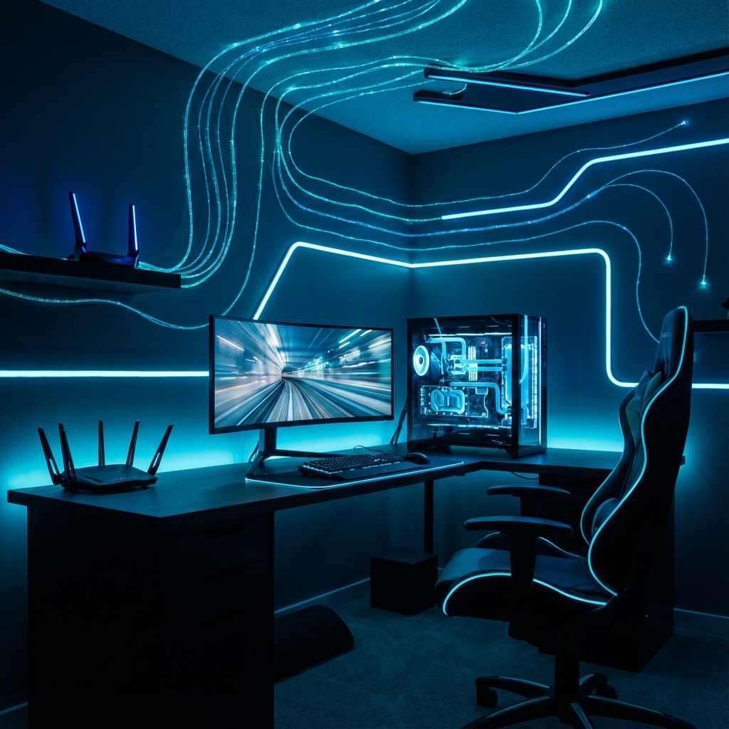 Gaming Setup con luces neon